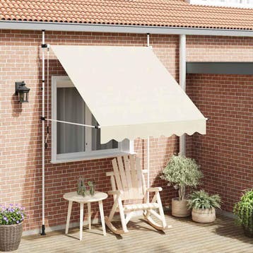 vidaXL Luifel handmatig uittrekbaar 200 cm crème, Jardin & Terrasse, Protection solaire, Verzenden