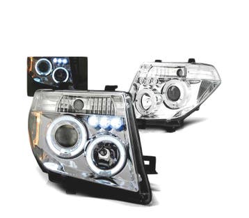 PHARES POUR NISSAN NAVARA D40 PATHFINDER 05-10 LED ANGEL EYE, Verzenden