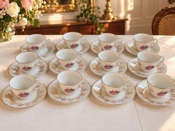 Digoin - Koffieservies voor 12 (27) - Porselein, Goud -