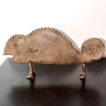 Caméléon en bronze, art traditionnel africain - sculptuur -, Antiquités & Art