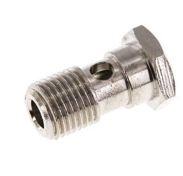 Boulon Banjo 1 voie en laiton nickelé avec filetage mâle, Verzenden