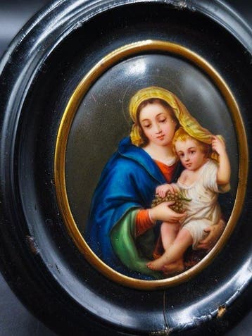 Maria con Bambino - Dipinto su ceramica