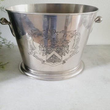 Art Deco, Verzilverde Wijn-/Champagnekoeler Met Wapenschild,