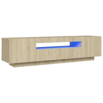 Meuble TV LED 160 cm chene Sonoma - Seconde chance -34%, Maison & Meubles, Verzenden, Modern