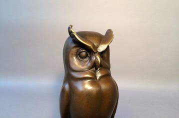 sculptuur, The wise owl - 23 cm - Bronzen beeld de wijze uil