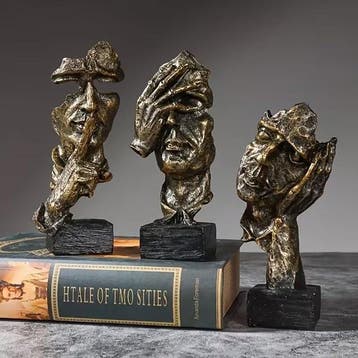 sculptuur, 3pcs Thinker Statue, Vintage Resin Tabletop