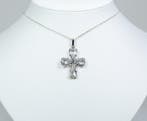 - Art Deco - argent 830 - cristaux de roche - forme croix -