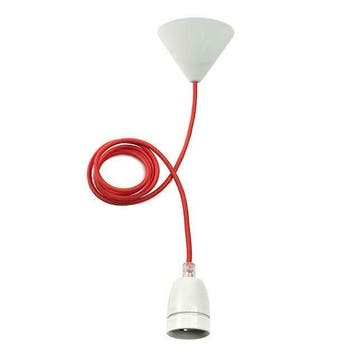 Pendel met E27 fitting - Met nylon kabel - Rood, Verzenden