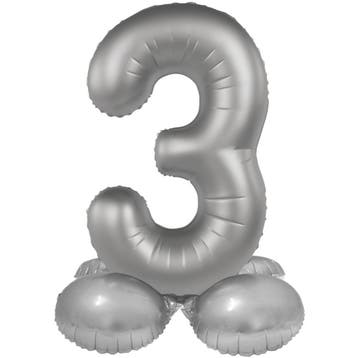 3 Jaar Cijfer Ballon Zilver 72cm, Verzenden