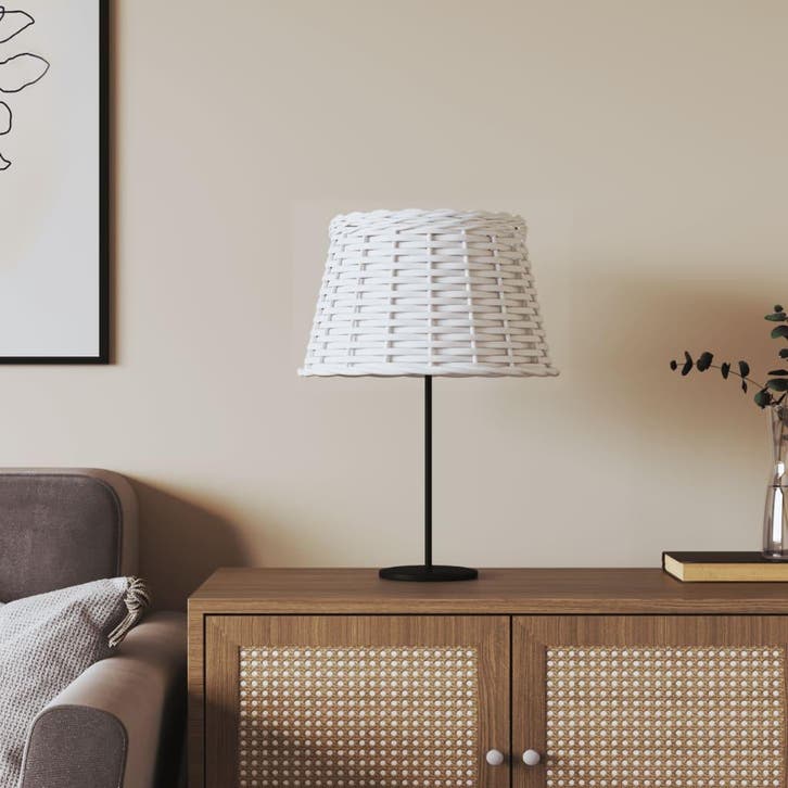vidaXL Lampenkap Ø38x23 cm wicker wit, Maison & Meubles, Lampes | Autre, Envoi