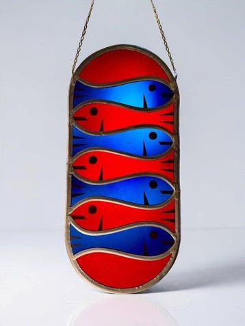 Mid-century modern Glas-in-loodraam - M.C. Escher, inspired