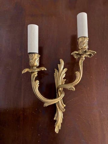 Lampe murale (2) - HENRI VIAN - Bronze doré - Appliques en