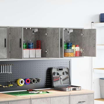 vidaXL Garagewandkasten 2 st bewerkt hout betongrijs, Verzenden