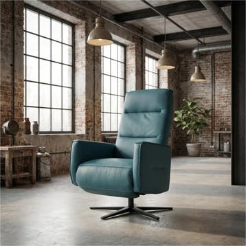 Leren handmatige relaxfauteuil Pride - Toledo Turquoise, Huis en Inrichting, Nieuw, Ophalen of Verzenden, Modern, 50 tot 75 cm
