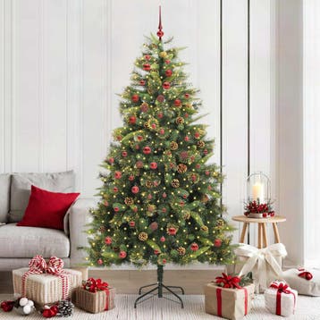 vidaXL Kunstmatige Scharnierende Kerstboom met Kegels Groen, Diversen, Verzenden, Nieuw