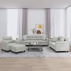 vidaXL 4-delige Loungeset met kussens microvezelstof, Verzenden, Nieuw