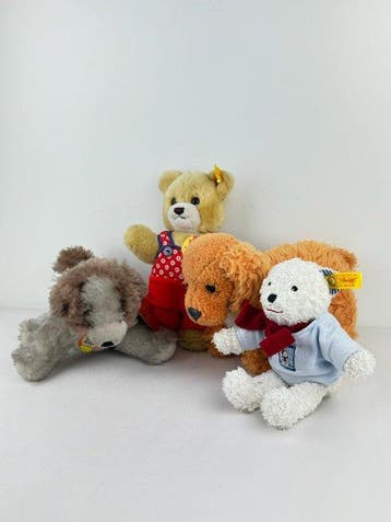 Steiff - Speelgoed Lot of 4 x Vintage Steiff Toys Dogs &, Antiek en Kunst, Antiek | Speelgoed