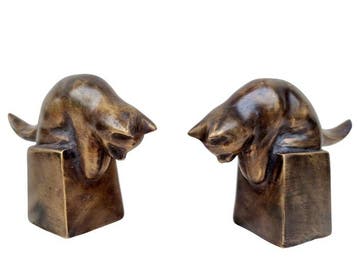 Figurine - Bronzen poesjes (2) - Bronze, Antiek en Kunst