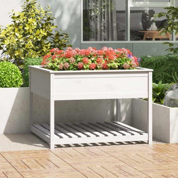 vidaXL Plantenbak met schap 111,5x111,5x81 cm massief, Verzenden