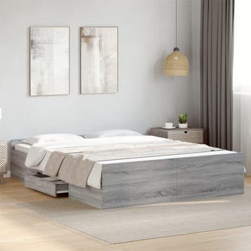 vidaXL Bedframe met lades bewerkt hout grijs sonoma eiken, Verzenden, Nieuw