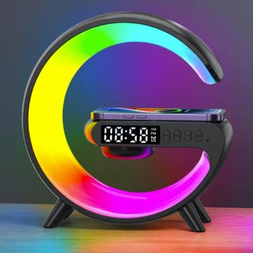 RGB Lamp Sound Box & Draadloze Oplader - Alarm Klok, Verzenden