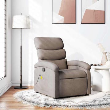 vidaXL Massagestoel verstelbaar stof taupe, Verzenden
