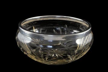 Kom - .925 zilver - Kristal met zilveren rand