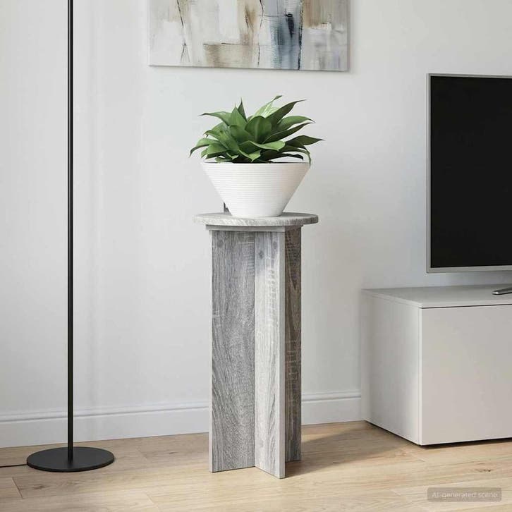 vidaXL Plantenstand 2 pcs Grijs sonoma 29,5 x 29,5 x 60 cm, Tuin en Terras, Bloembakken en Plantenbakken, Nieuw, Verzenden