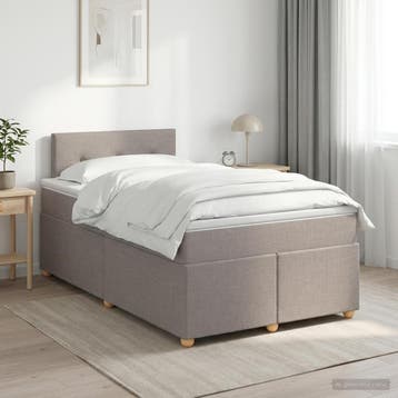 vidaXL Boxspringbed met matras met hoofdeinde Taupe 120 x, Verzenden