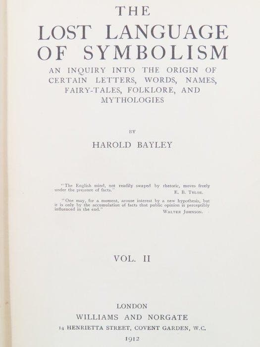 Harold Bayley - The lost language of symbolism - 1912, Antiquités & Art, Antiquités | Livres & Manuscrits
