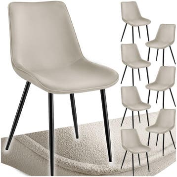 Set stoelen Monroe fluweellook - crème, Set van 8, Verzenden, Nieuw