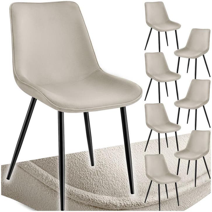 Set stoelen Monroe fluweellook - crème, Set van 8, Huis en Inrichting, Stoelen, Verzenden