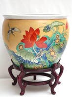 handpainted enamel - Bloempot - Porselein - grote maat