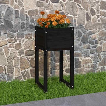 vidaXL Plantenbak 40x40x81 cm massief grenenhout zwart, Verzenden
