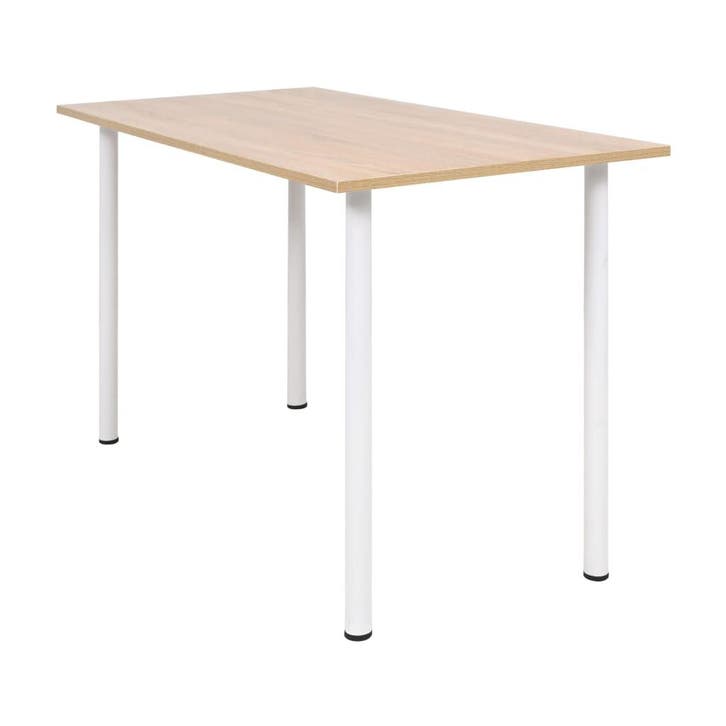 vidaXL Eettafel 120x60x73 cm eikenkleur en wit, Maison & Meubles, Tables | Tables à manger, Envoi