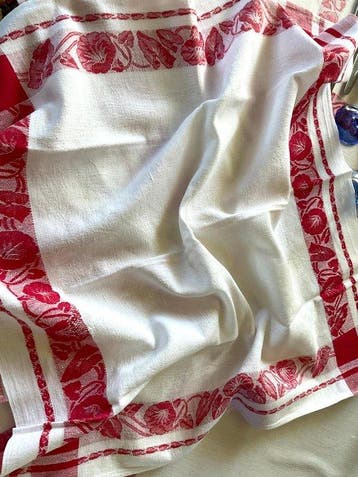 6 late 19e-eeuwse Jacquard damast linnen servetten met, Antiek en Kunst