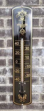 Thermometer emaille Decoratie goud/zwart, Verzamelen, Verzenden, Nieuw