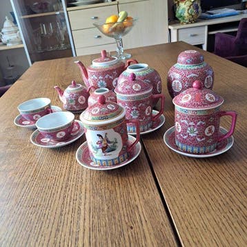 Jingdezhen Longévité - motif Chine theeset - Porcelaine -