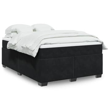 vidaXL Boxspring met matras fluweel zwart 140x200 cm, Verzenden