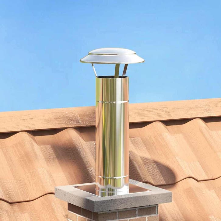 vidaXL Schouw Verlengstuk Zilver 25 x 25 x 65 cm Roestvrij, Huis en Inrichting, Kachels, Nieuw, Verzenden