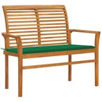 vidaXL Tuinbank met groen kussen 112 cm massief teakhout, Tuin en Terras, Verzenden, Nieuw