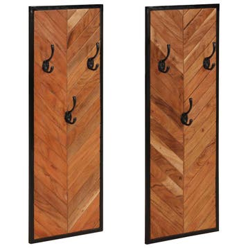 vidaXL Kapstokken 2 st 35x1x90 cm massief acaciahout, Verzenden