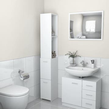 vidaXL Badkamerkast 25x26,5x170 cm bewerkt hout wit, Verzenden