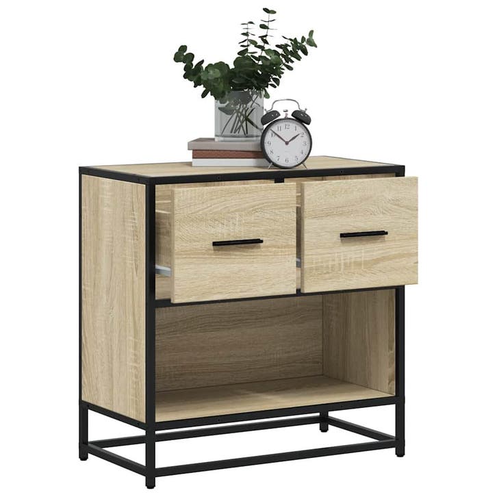 vidaXL Nachtkastje 60x31x60 cm bewerkt hout en metaal sonoma, Huis en Inrichting, Slaapkamer | Nachtkastjes, Nieuw, Verzenden