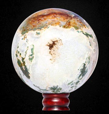 7,3 kg Geode Grote mosagaatbol - Rode en Witte kristallenbol