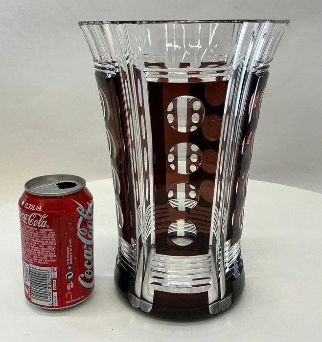 Val Saint Lambert – Art Deco kristallen vaas (dubbel, Antiek en Kunst, Antiek | Meubels | Tafels