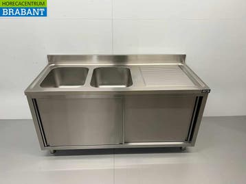 Acier inoxydable Double table dévier 2 portes coulissantes, Verzenden