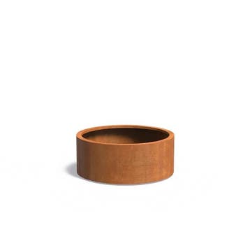 Cortenstaal plantenbak Ø100x40cm - Met wielen, 100 cm of meer, Rond, Nieuw, Metaal