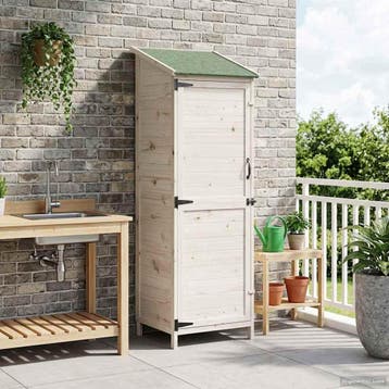 vidaXL Tuin Shed met dak Wit 59,5 x 56 x 176,5 cm Massief, Verzenden