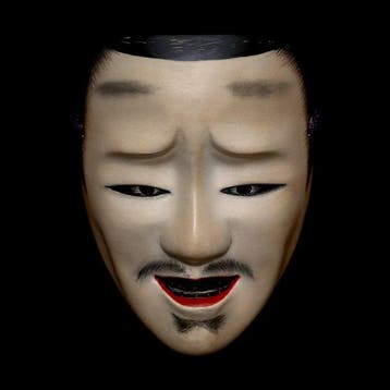 Japan Wooden Noh Mask of Imawaka   (with mask bag) -
